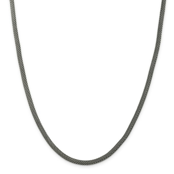 Sterling Silver 4mm Fancy Antiqued Mesh Necklace Sterling Silver 4mm Fancy Antiqued Mesh Necklace